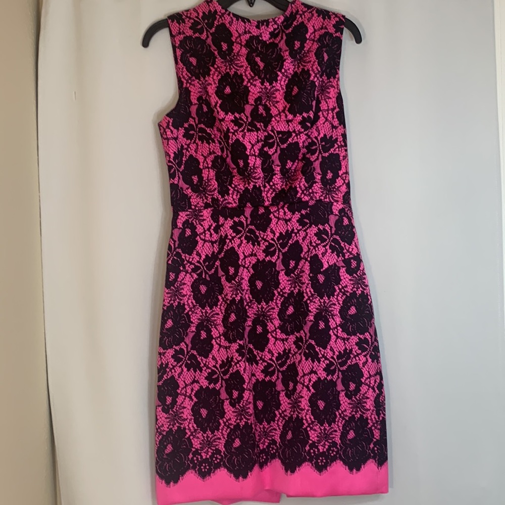 Milly Hot Pink & Black Floral Lace Print Dress